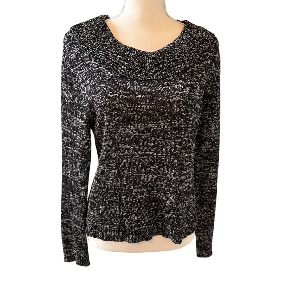 Dana Buchman Charcoal and Black Cowl Neck Knit Sweater size L - Picture 4 of 8